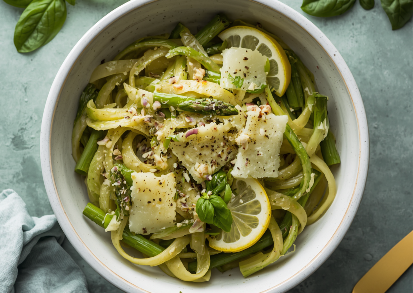 Frühlingspasta mit grünem Spargel